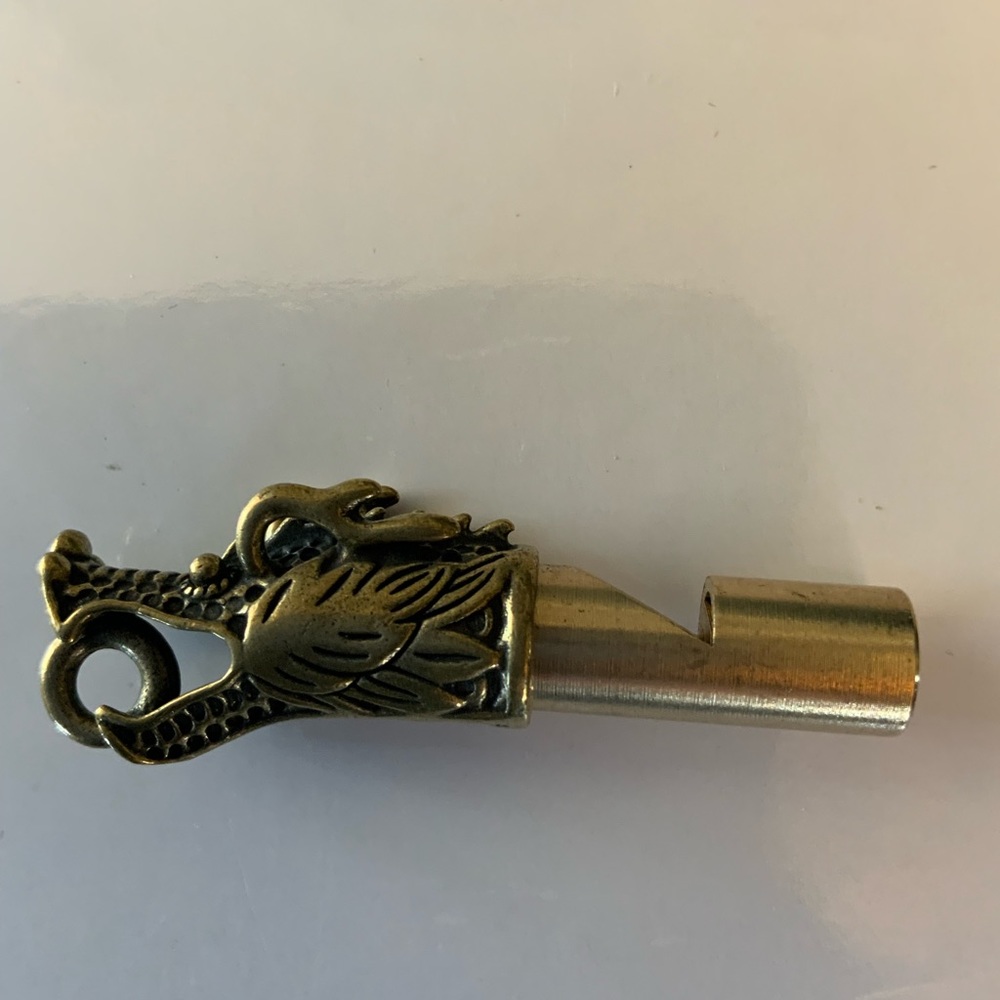 SOLID BRASS DRAGON HEAD COLLECTOR WHISTLE - Picture 3 of 4